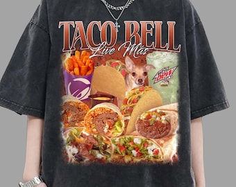 Taco Bell grappig meme-shirt, grappig hondenT-shirt, vintage grafisch T-shirt jaren 90 stijl