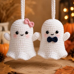 Patroon voor een zelfgehaakt spookje, handleiding voor een amigurumi-paarornament (PDF-download) afbeelding 4