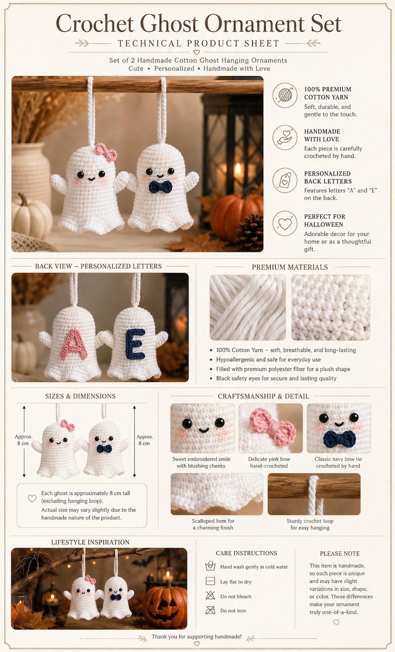 Patroon voor een zelfgehaakt spookje, handleiding voor een amigurumi-paarornament (PDF-download) afbeelding 8