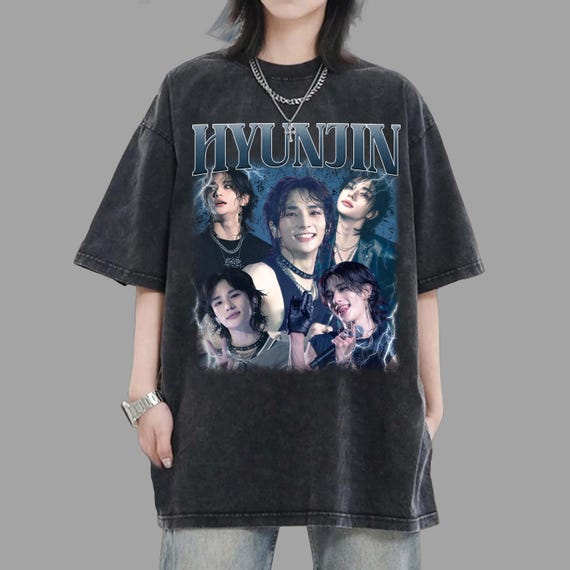 Hyunjin Stray Kids T-shirt, Vintage 90s Style, Unisex - Etsy Israel