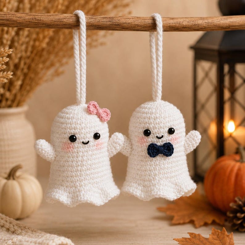 Patroon voor een zelfgehaakt spookje, handleiding voor een amigurumi-paarornament (PDF-download) afbeelding 6