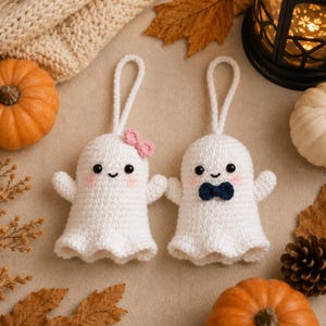 Patroon voor een zelfgehaakt spookje, handleiding voor een amigurumi-paarornament (PDF-download) afbeelding 5