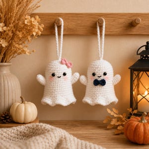 Patroon voor een zelfgehaakt spookje, handleiding voor een amigurumi-paarornament (PDF-download) afbeelding 3