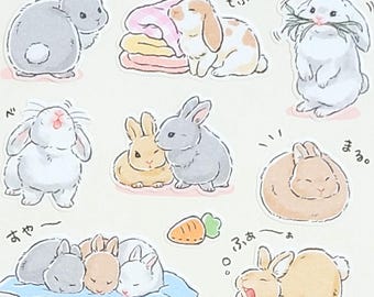 Bunny Rabbit Stickers - Kawaii Japanese Stationery, Made in Japan