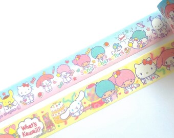 Sanrio Characters Hello Kitty / Little Twin Stars / Pochacco / Meldoy / Cinnamoroll / Pompompurin / Tuxedo Sam Washi Tape (1 roll)