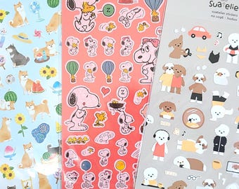 3 sheets - Puppy Dog Peanuts Snoopy deco sticker / journal / schedule / planner