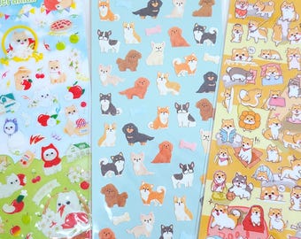 3 sheets - Puppy Dog & Cat Kitty deco sticker / journal / schedule / planner
