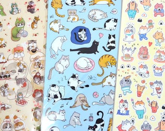 3 sheets - Cat Kitty deco sticker / journal / schedule / planner
