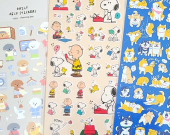 3 sheets - Puppy Dog Peanuts Snoopy deco sticker / journal / schedule / planner