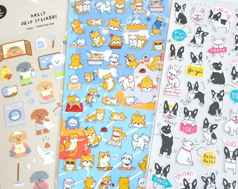 3 sheets - Puppy Dog deco sticker / journal / schedule / planner