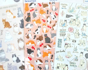 3 sheets - Cat Kitty deco sticker / journal / schedule / planner