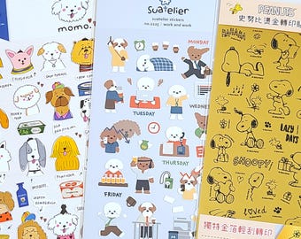 3 sheets - Puppy Dog deco sticker / journal / schedule / planner