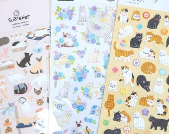 3 sheets - Cat Kitty deco sticker / journal / schedule / planner