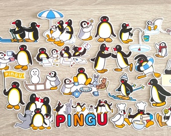 Pingu Penguin Stickers, Paper Decals (20 pcs