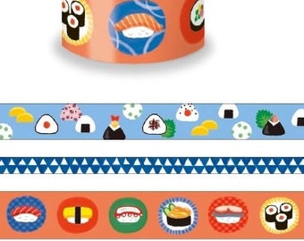 3 rolls - Sushi washi masking tape