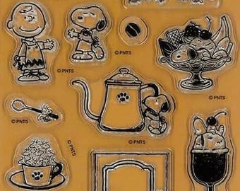 Kodomonokao Snoopy coffee house clear stamp (1 set)