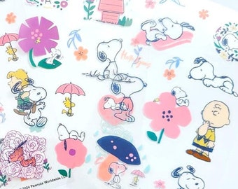 Snoopy & Woodstock Clear Stickers - Floral Planner Stickers