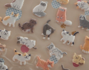 Lovely Cat Puffy Deco Sticker (1 sheet)