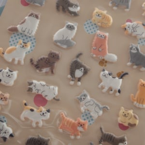 Lovely Cat Puffy Deco Sticker (1 sheet)