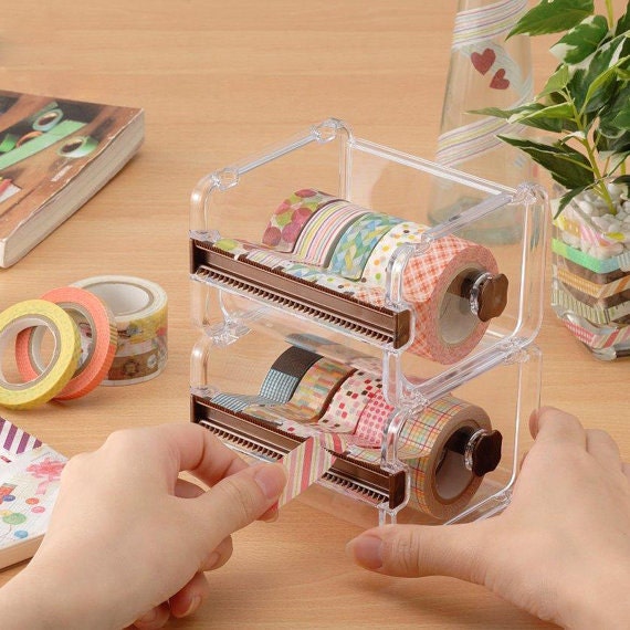 1 Layer Washi Tape Dispenser Storage Case Masking Tape Organizer tape  Holder Tape Cutter 