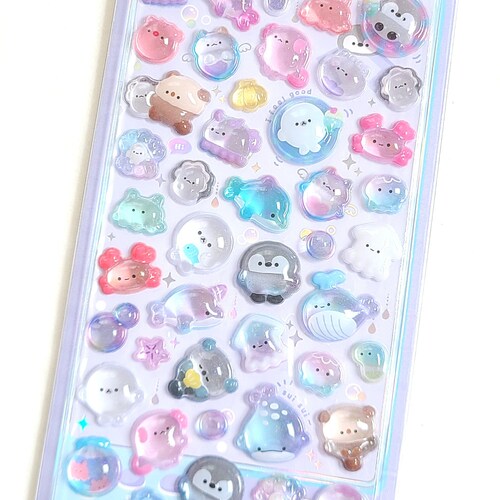 thumbnail image 2 of 300Pcs Kawaii Cartoon 3D Relief Sticker Cute Crystal Jelly Patch For Mobile Phone Case Mirror Scrapbook Journal Animal Deco 2 of 9