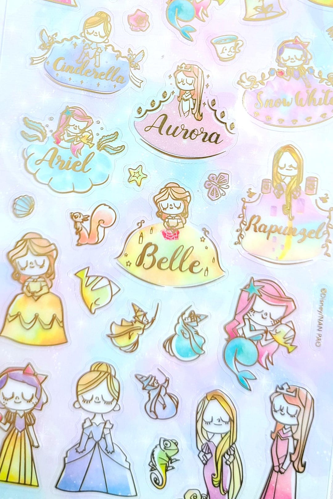 Disney Princess Gold Foil Deco Sticker ~ Snow White / Belle / Aurora ...