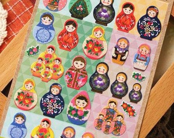 Russia Matryoshka Doll Paper Sticker (1 sheet)