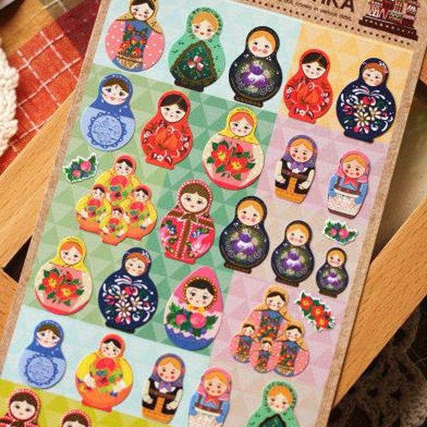Russia Matryoshka Doll Paper Sticker (1 sheet)