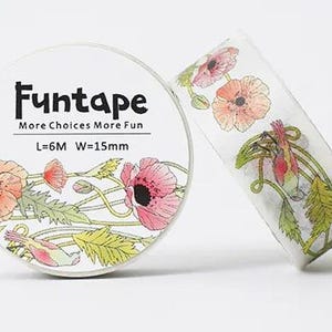 Washi-afplaktape bloemen (15 mm x 6 m)