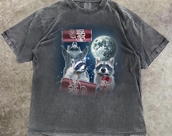 Cola Drink Funny T-Shirt, Three Raccoons Moon Graphic Tee - Comfort Colors Y2K Tee
