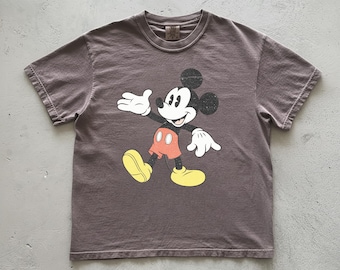 Camiseta de Mickey Mouse con colores cómodos, camiseta retro de vacaciones familiares