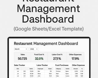 Restaurant Management Spreadsheet: Food Cost & Labor Tracker (Google Sheets)