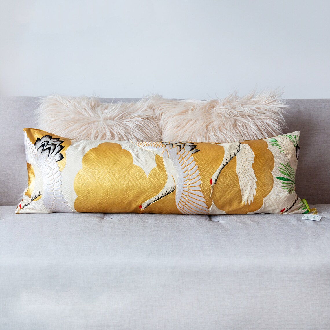 Gold Bolster Pillow Vintage Kimono Bolster Cushion Metallic Etsy