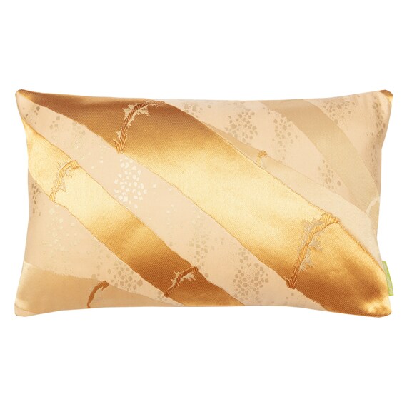 Gold Bamboo Kimono Pillow Japanese Obi Cushion Gold Accent Pillow Hollywood Regency Decor Chinoiserie Upcycled Vintage Cream Obi Silk Etsy UK