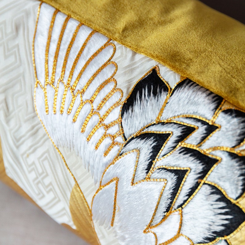 Gold Bolster Pillow Vintage Kimono Bolster Cushion Metallic Etsy