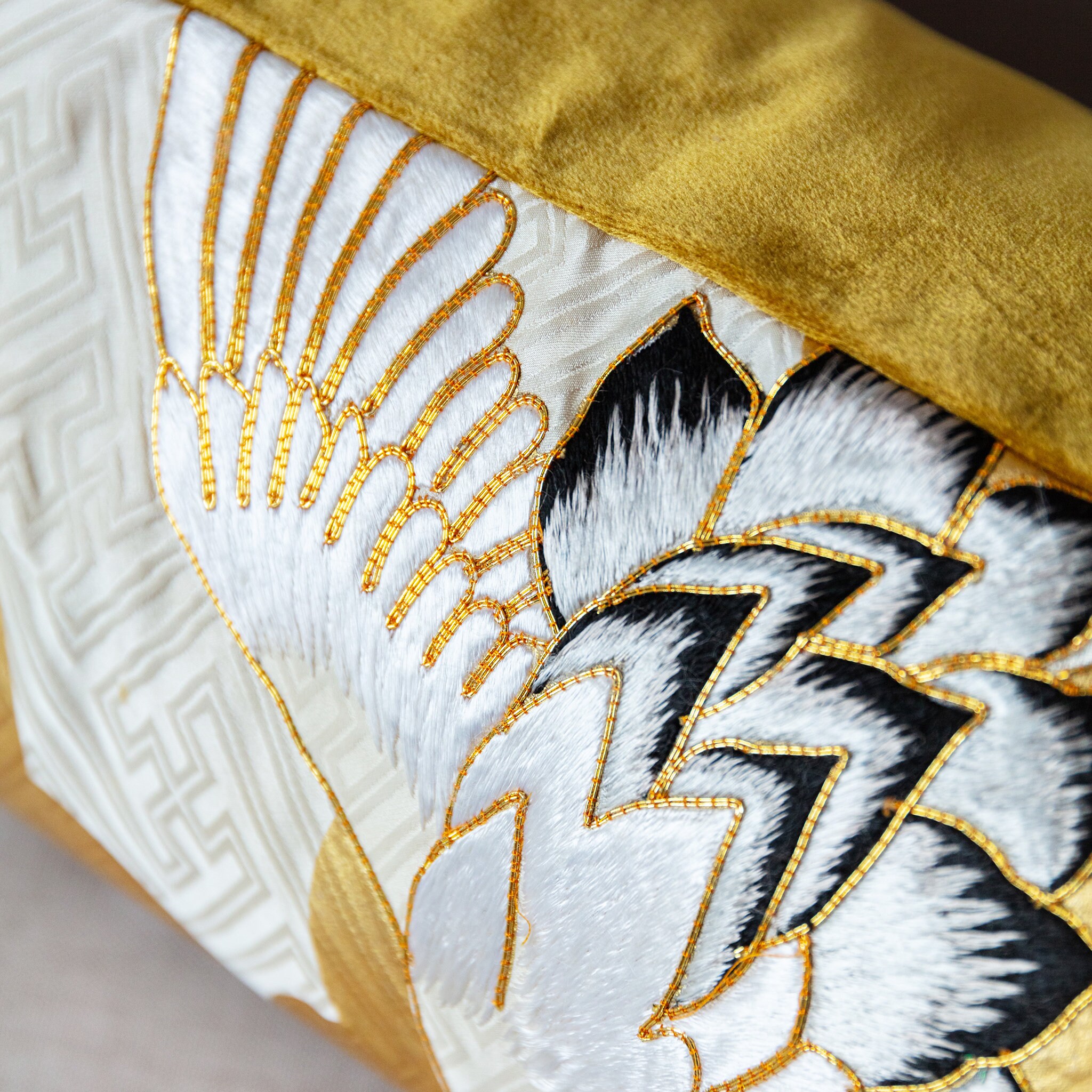 Gold Bolster Pillow Vintage Kimono Bolster Cushion Metallic Etsy