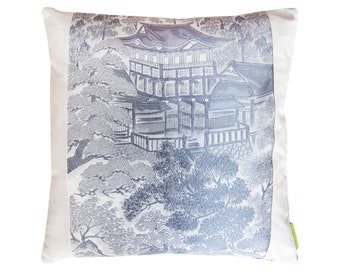 Grey Throw Pillow, Japanese Fabric Kimono Silk Cushion, Repurposed Vintage Obi Belt, Temples Meditation Pillow, Designer Pillow Pink Silk
