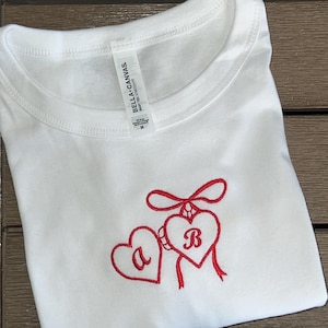 Custom Embroidery Cropped Tee | Sweetheart Locket Initial | Personalized BFF Gift | Gift for Her | Bachelorette