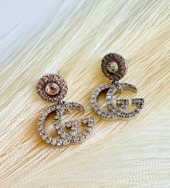Gucci Interlocking GG silver Crystal drop Earrings - image 2
