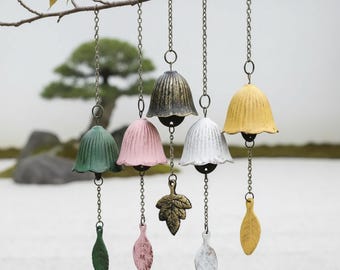 Campana de viento japonesa de hierro fundido / Campana de metal / Campana colgante para patio o balcón / Adorno decorativo colorido