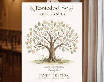 Rooted in Love Family Tree Poster, Fingerprint Family Reunion Activity (Digital Download)