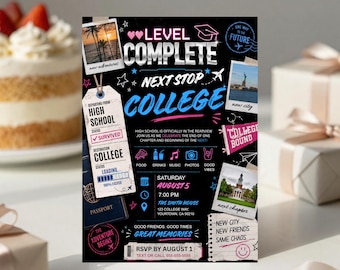 Invito di saluto per la partenza al college, invito per la festa di inizio anno universitario modificabile su Canva (download digitale)