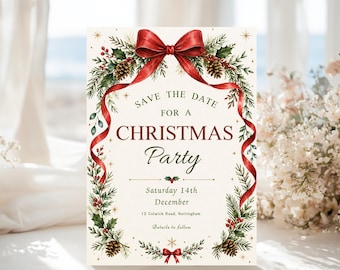 Christmas Save The Date Party Invitation Holiday Party Invite (Digital Download)
