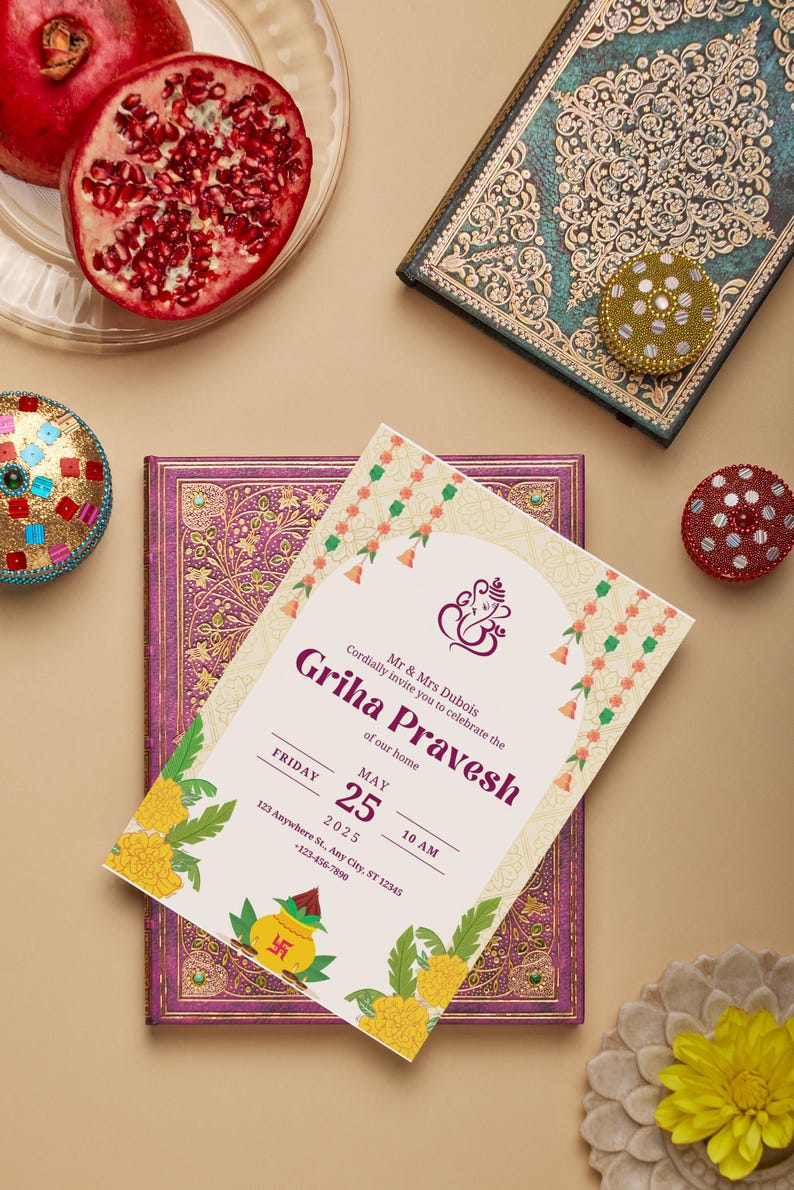 Griha Pravesh Traditional Indian Housewarming Editable Digital ...