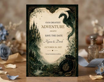 Fantasy Save the Date DnD Wedding Editable Template, Dungeons and Dragons D&D Invitation Digital Download