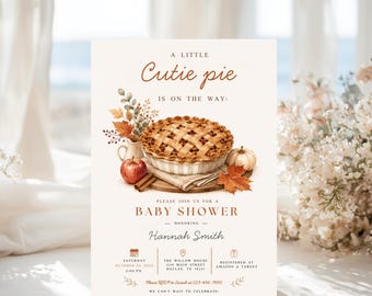 Cutie Pie Baby Shower Invitation, Cutie Pie Is On The Way Baby Shower Invite, Baby Shower Fall Theme