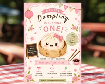 Invito per festa di compleanno a tema Glitter Dumpling Kawaii Squishy, Glitter Dumpling, Squishy Dumpling, Compleanno per qualsiasi età, Baby Shower, Modello Canva