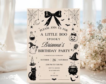 Halloween Birthday Spooky Invitation, A Little Boo Birthday Party Spooktacular Invite Digital Download