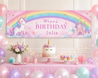 Unicorn Happy Birthday Banner, Magical Fairytale Party Banner (Digital Download)
