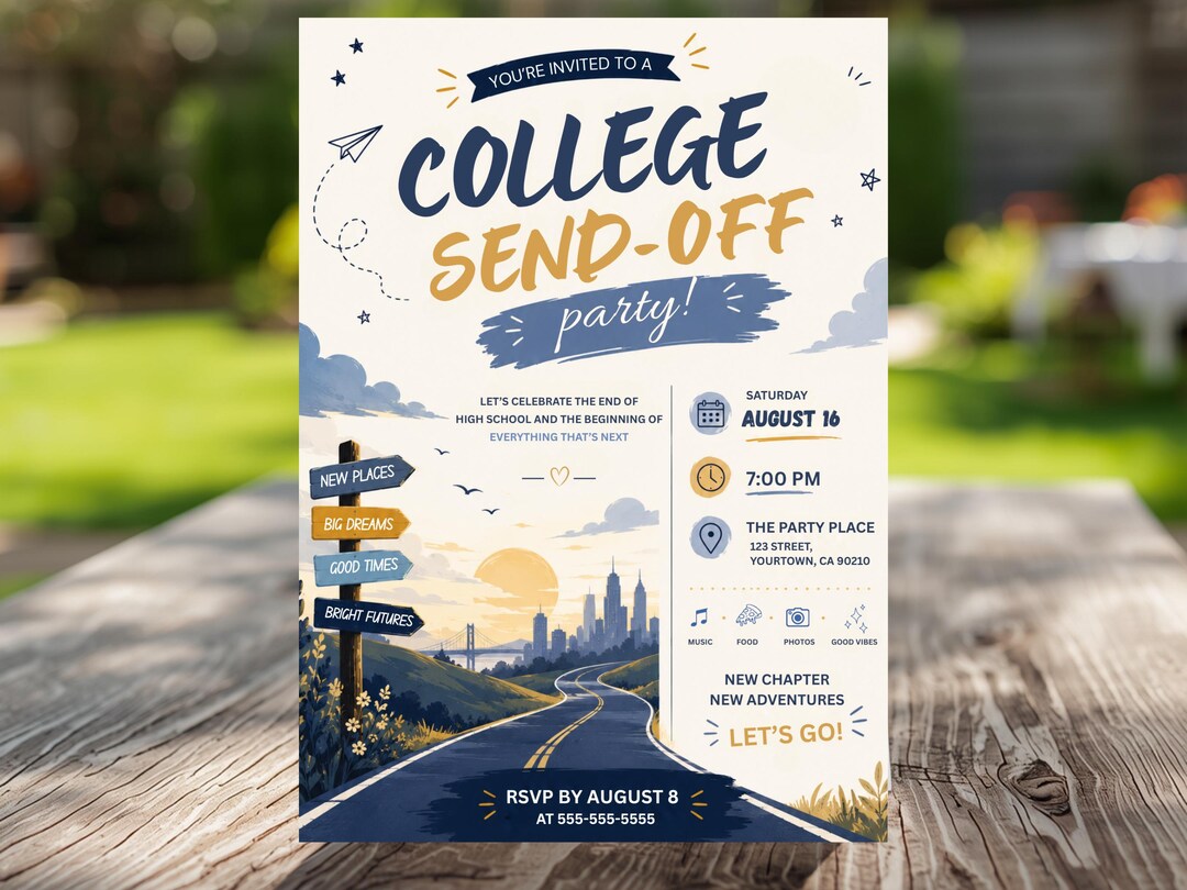 Word Send Off Editable College Send off Invitation Template, University Send off ...
